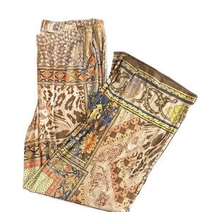Chicos Palazzo‎ Pants Size 1 Boho Patchwork Print Wide Leg Elastic Waist